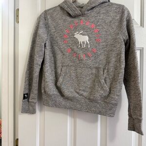 abercrombie kids Heather Gray Hoodie with Pink Lettering